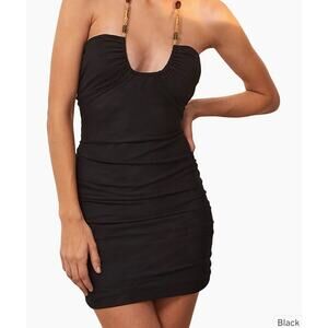ViX by Paula Hermanny Kalina Ruched Minidress Black Size S